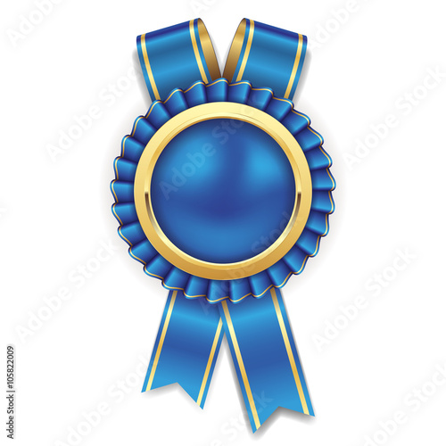 Blau-goldene Vektor Rosette als Vorlage auf weißem Hintergrung