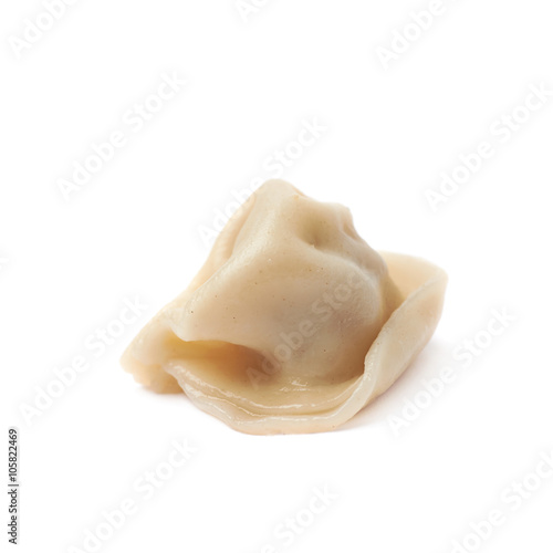 Single cooked dumpling isolated