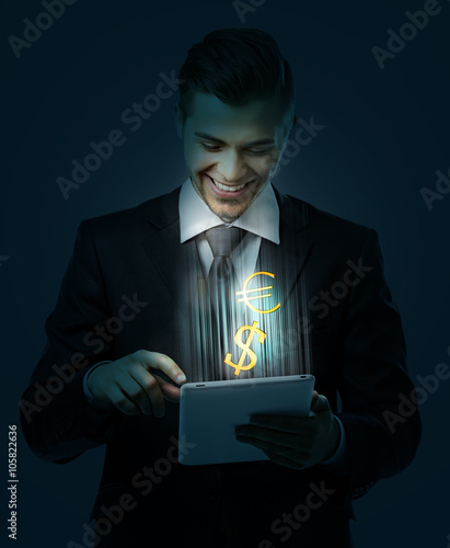 Elegant man in suit holding...