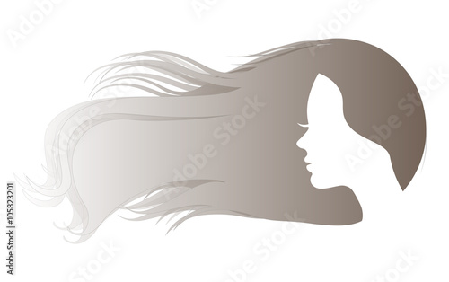 Woman sketch with long hair silhouette