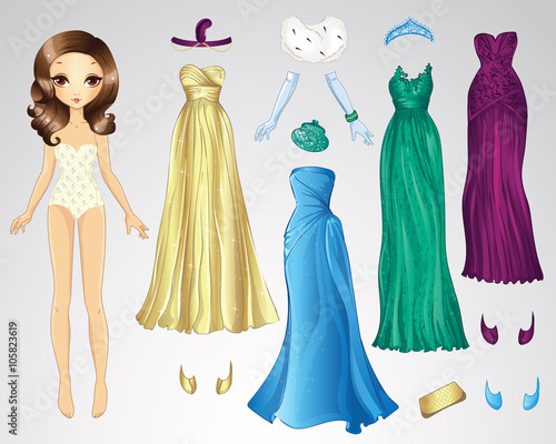 Retro Evening Paper Doll