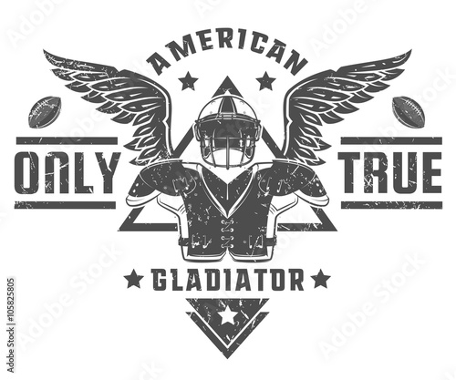 American football,American gladiator only true black and white style for print t shirt.