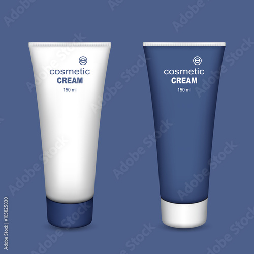 Tubes of Cream. Set on a Blue Background. Ready for Your Design. 