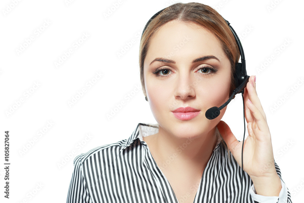 Smiling woman operator Smiling woman operator
