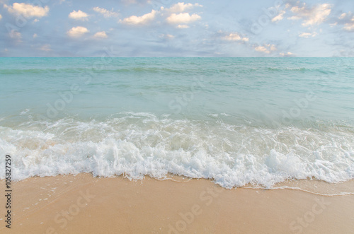 Fototapeta Naklejka Na Ścianę i Meble -  White sand beach and blue sky.