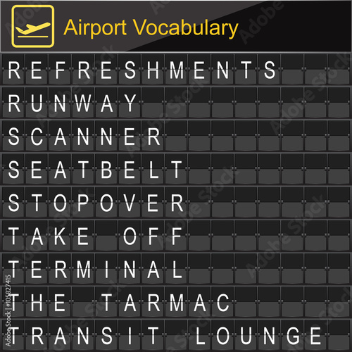Airport Vocabulary on airport boarding