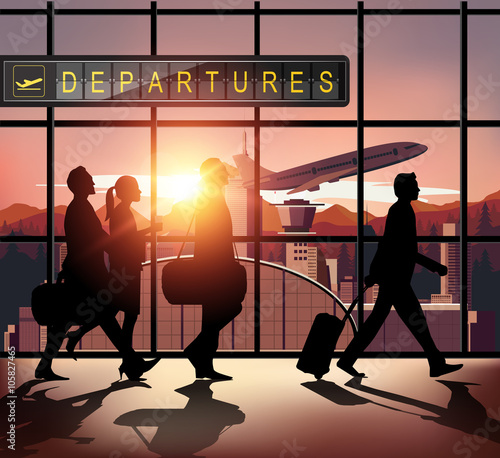 Silhouette people in the airport