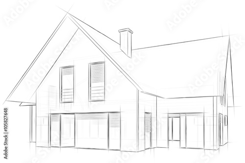 architecture sketch drawing house