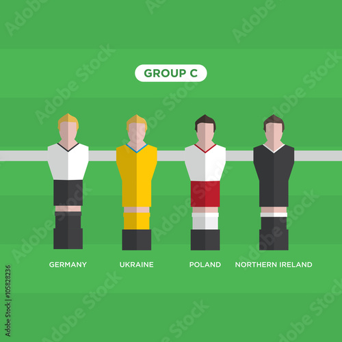 Table Football players, France Euro 2016, group C. Editable vector design. 