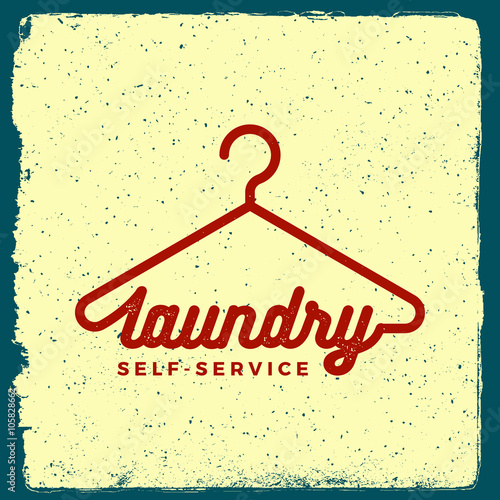 laundry emblem. logotype template with ink stamp texture