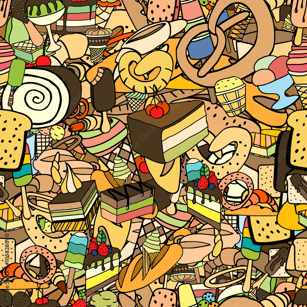 Seamless pattern of ice-cream