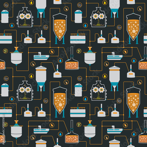 Seamless background with beer brewing process