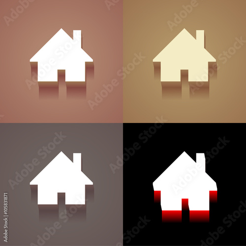 3 Vintage Icons With Long Shadow