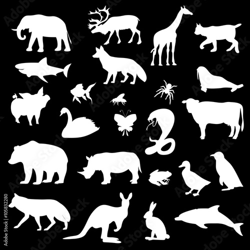 set of silhouettes of animals