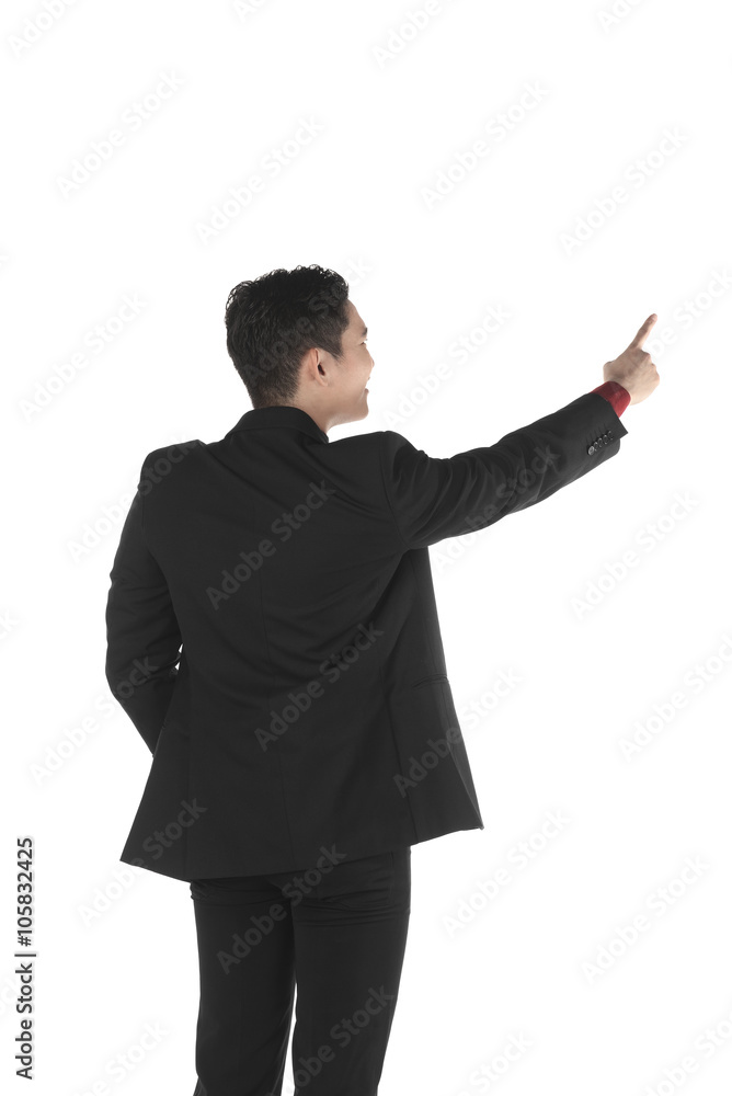 Asian business man pointing something Asian business man pointing something