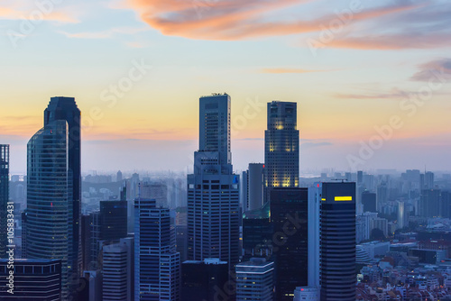 Singapore skyscrapers at sunset photo