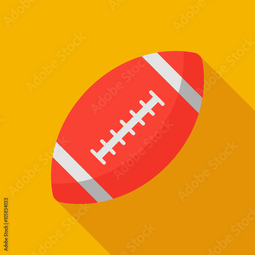 american football ball icon with long shadow. flat style vector