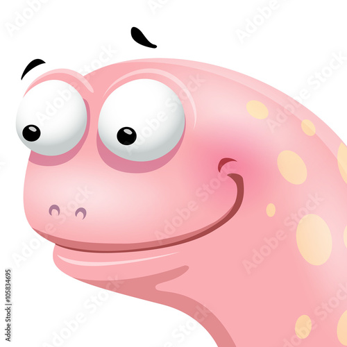 Vector illustration of funny cartoon worm character on white background. Vector illustration. photo