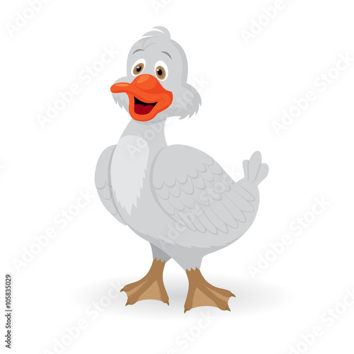 Cute little cartoon goose. 