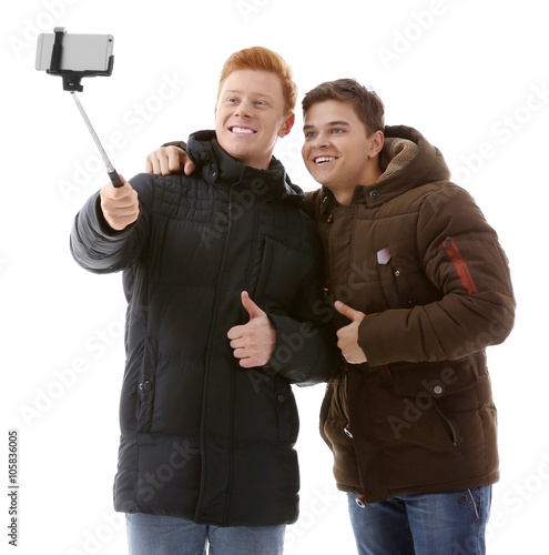 Two teenager boys in winter...