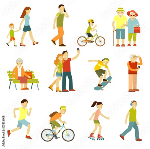 Different people in outdoors physical activity