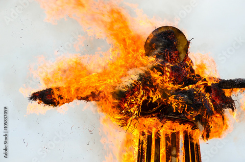 Burning down effigy of Shrovetide photo