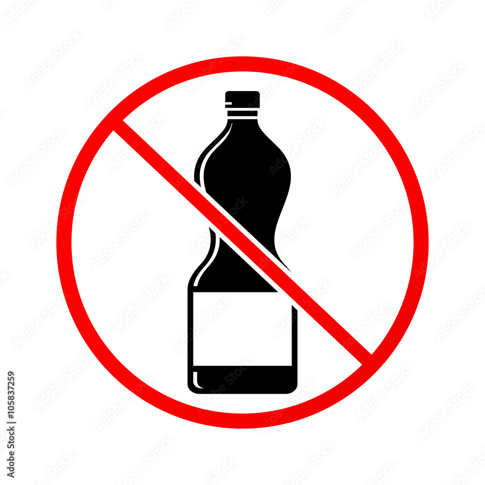 Plastic bottle not allowed sign Plastic bottle not allowed sign