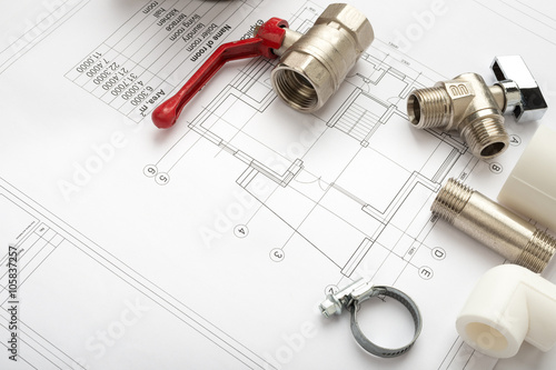 Architecture plan and rolls of blueprints