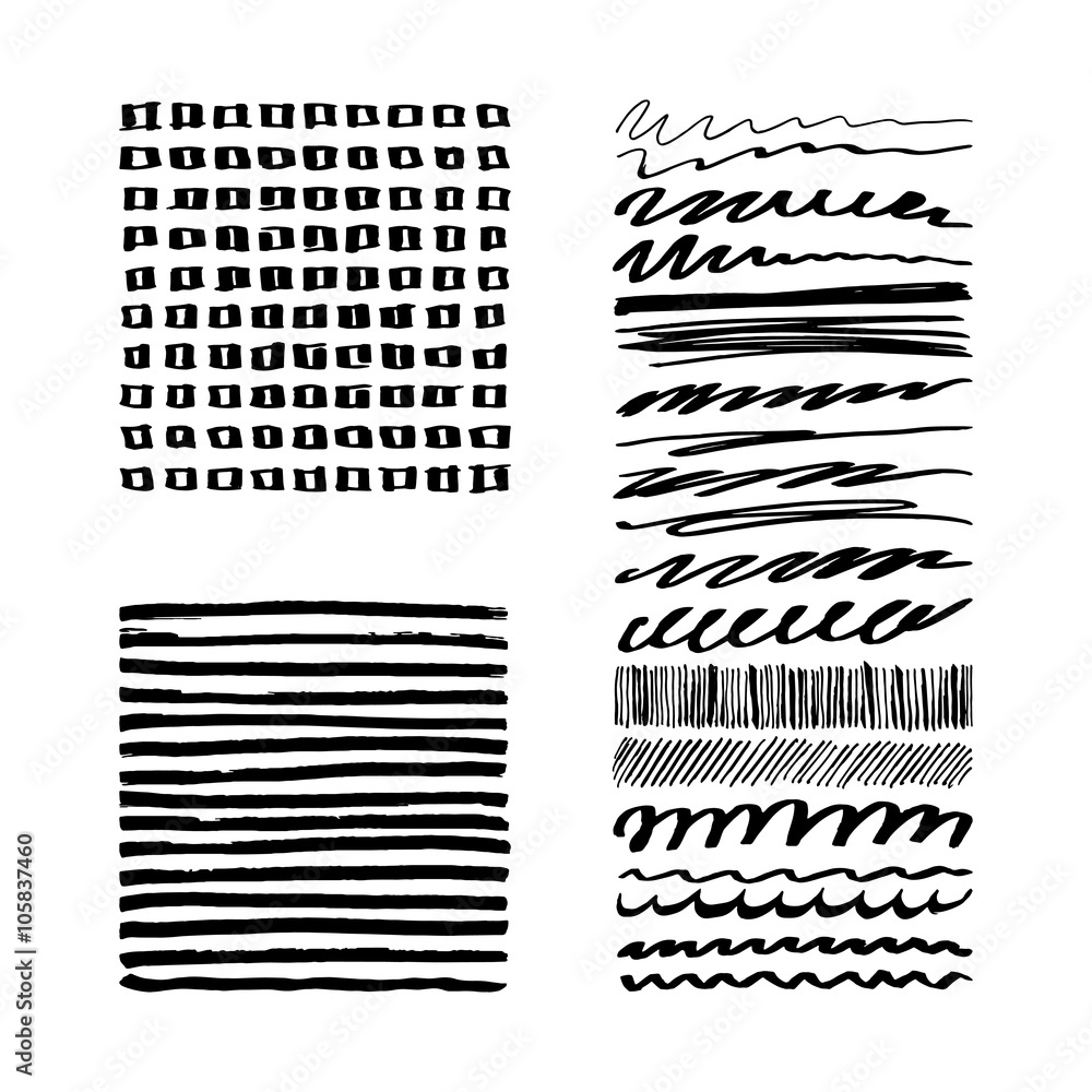 Set of Black Grunge Brush ink Stroke. Set of Black Grunge Brush ink Stroke.