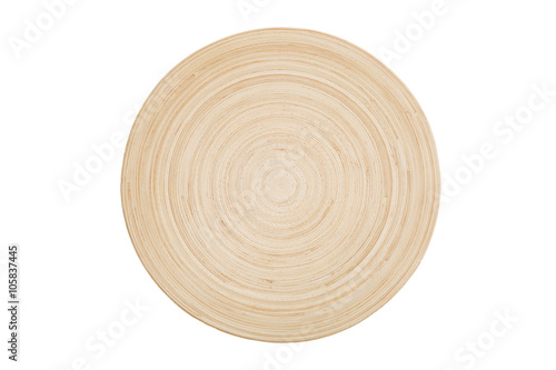 circle wicker empty plate isolated on white