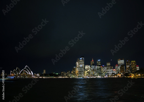 sydney harbour skyline view by night in australia