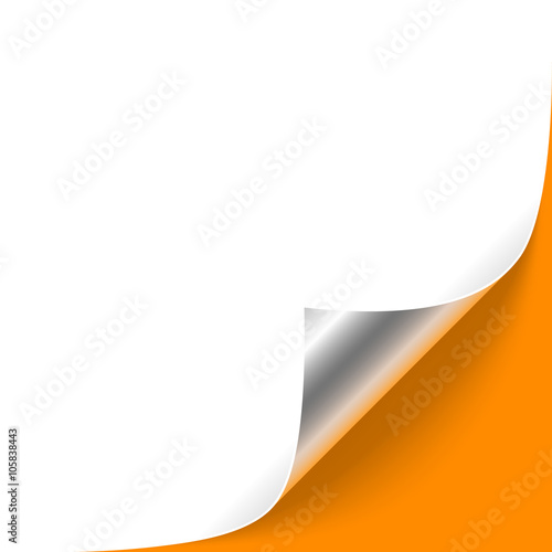 Curled Silver Corner on Orange Background
