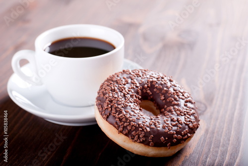 chocolate donut with coffee photo