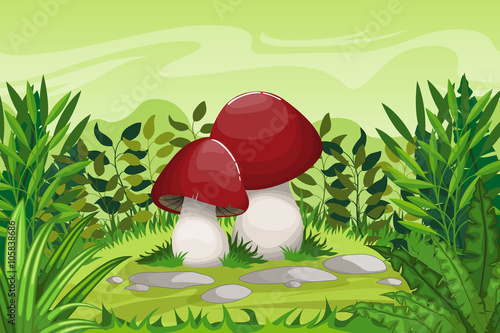 Illustration of cartoon mushrooms