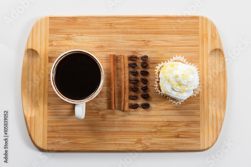 Sweet muffin and coffee. Ov...