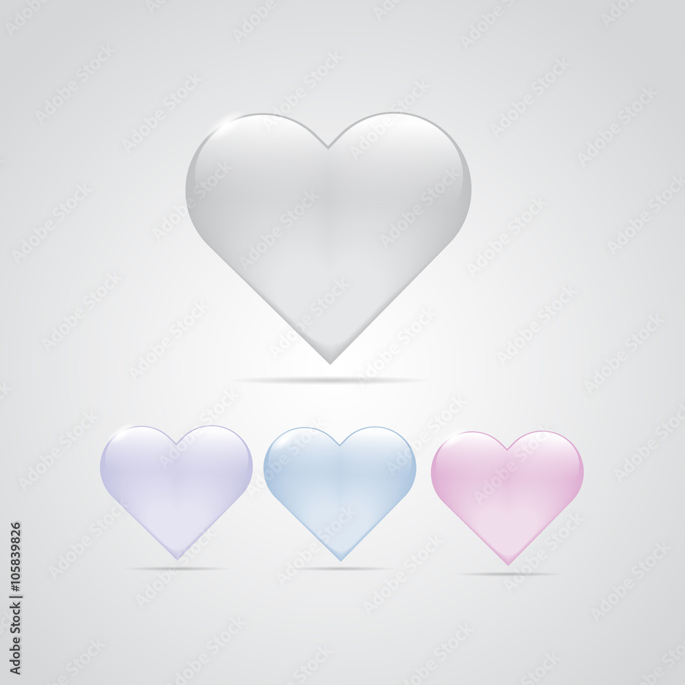 Glossy glass heart symbol of love icon abstract vector illustrat