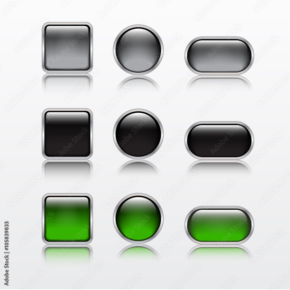 Iillustrations of glossy metal buttons for icons Iillustrations of glossy metal buttons for icons