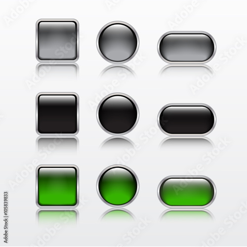 Iillustrations of glossy metal buttons for icons