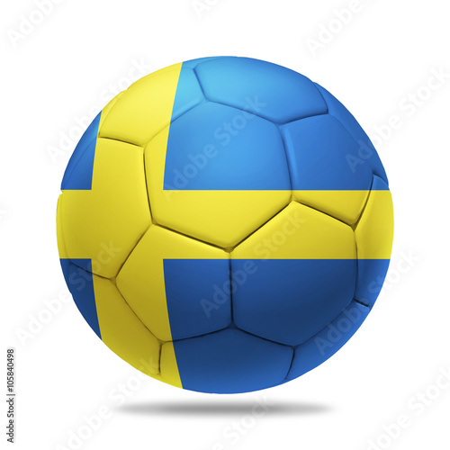 3D soccer ball with Sweden team flag  UEFA euro 2016. isolated on white