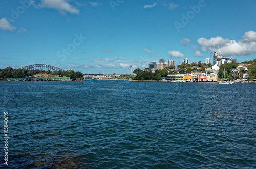Ballast Point Park with Harbour Bridge on Mort Bay Sydney © jaaske