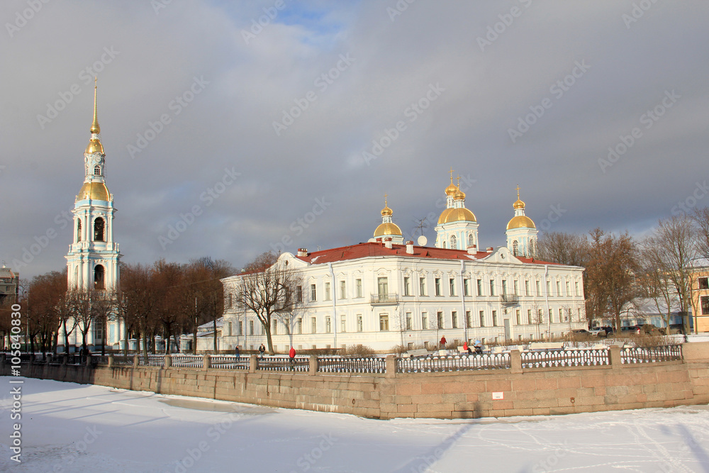 Ancient architecture of St. Petersburg in the winter time