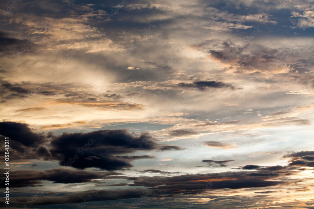 Fototapeta premium colorful dramatic sky with cloud at sunset
