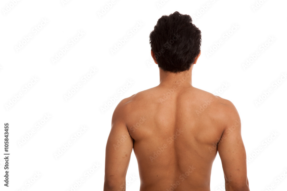 Fototapeta premium Back of muscular Asian man
