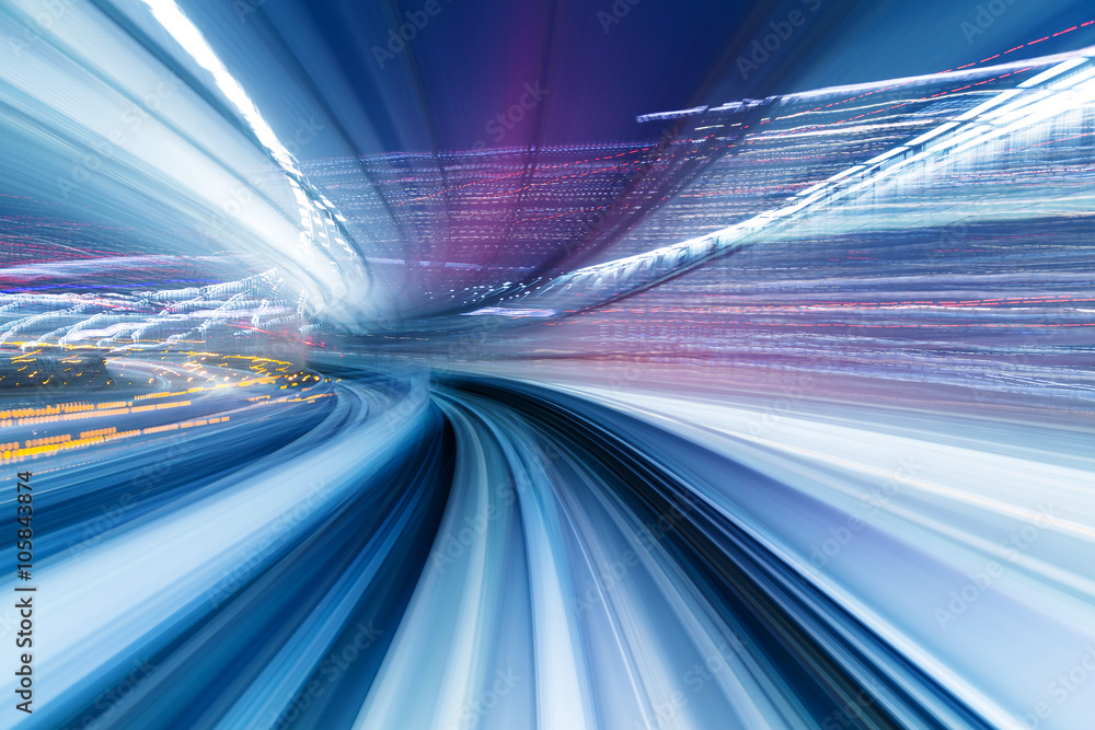 Speedy train moving in tunnel Speedy train moving in tunnel