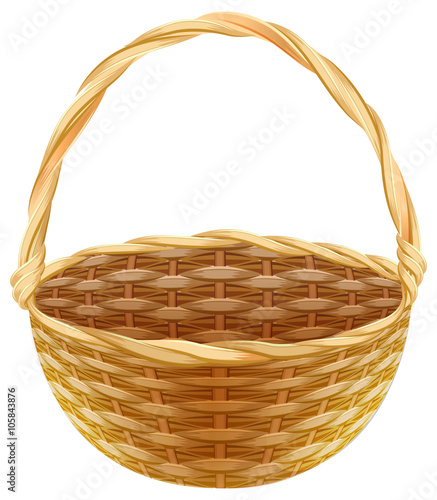 Empty wicker basket. Wicker basket made of straw