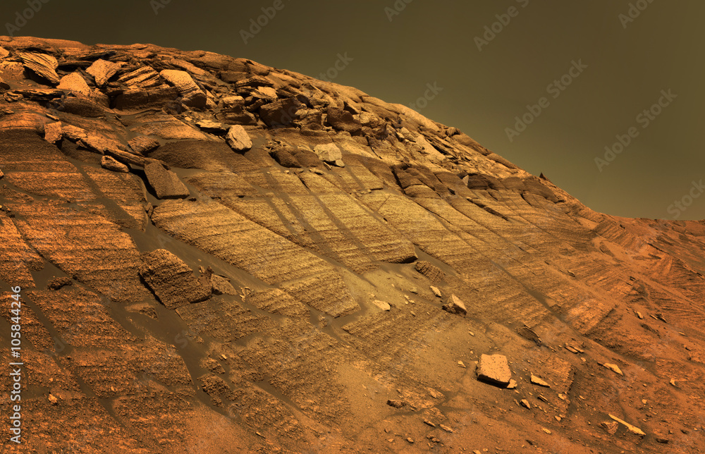 Mars planet crater surface martian landscape background science ...