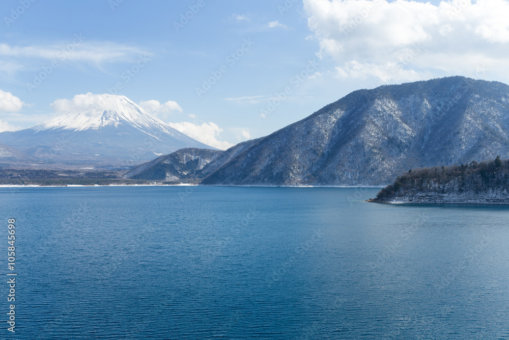 Mountain fuji and lake Motosu