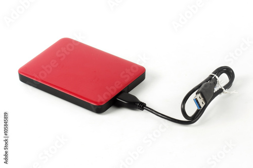 Red External Hard Drive and cable