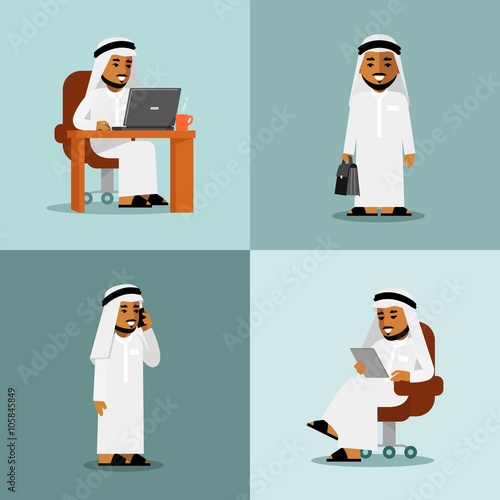 Saudi arabic businessman concept set