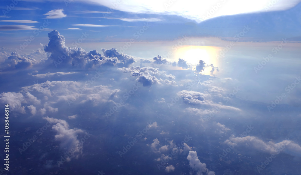 Fototapeta premium View of beautiful cloud of airplane from window - (Soft Focus)